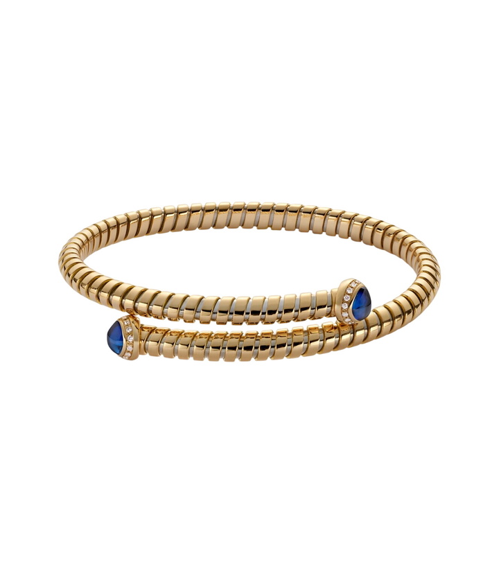 Photo: Marina B 18kt yellow gold bangle with blue sapphires and diamonds