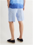 120% - Garment-Dyed Linen Bermuda Shorts - Blue
