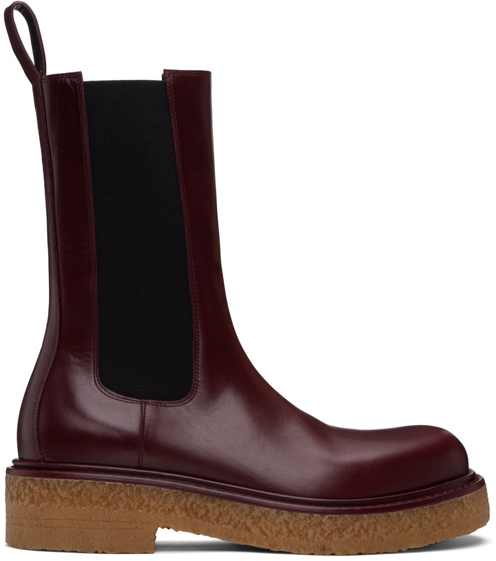 Photo: Bottega Veneta Burgundy Haddock Chelsea Boots