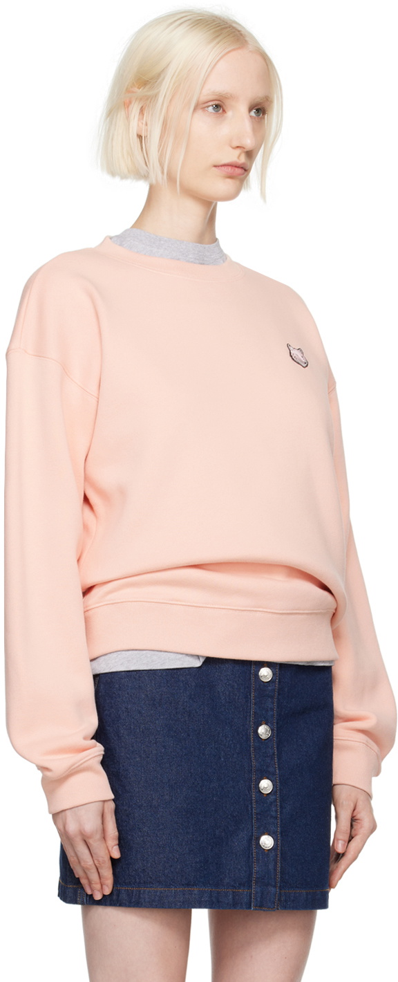Maison Kitsuné Pink Bold Fox Head Patch Sweatshirt Maison