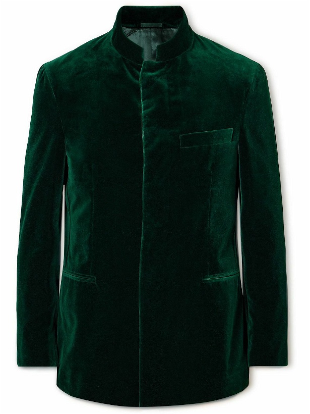 Photo: Kingsman - Argylle Nehru-Collar Cotton-Velvet Jacket - Green