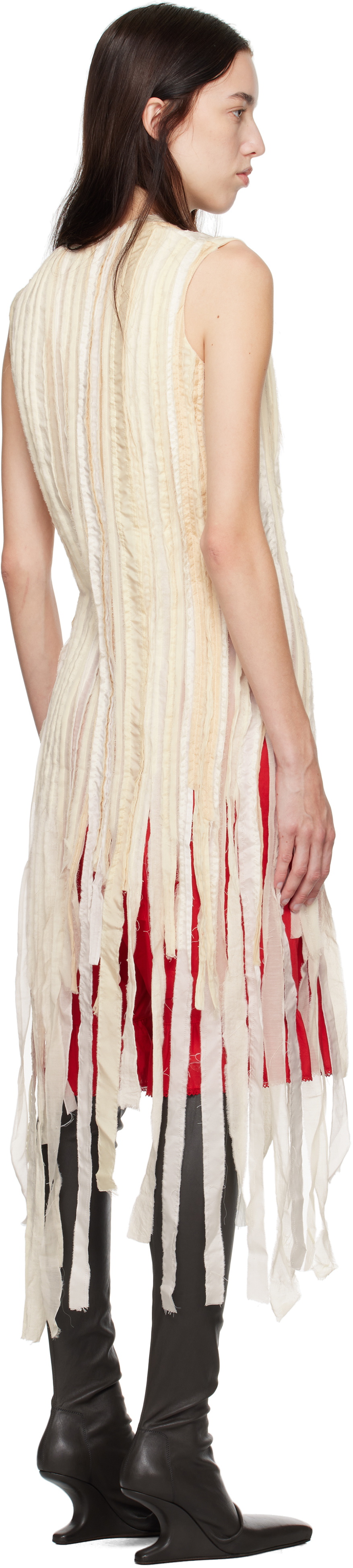 COLLEEN ALLEN Off-White Embroidery V-Neck Top