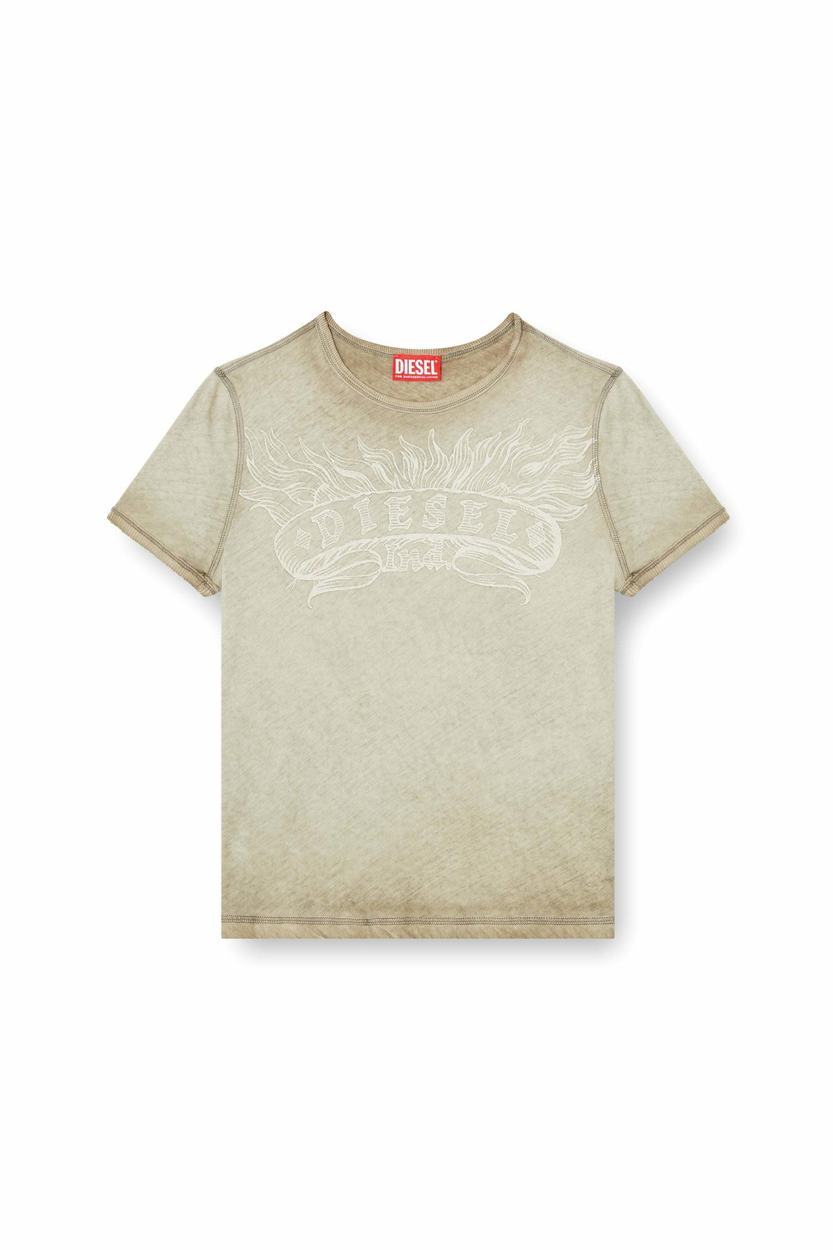 Diesel Slim T-shirt with tonal logo print - T-Shirts Womens in Beige