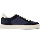 Brunello Cucinelli - Leather-Trimmed Suede and Ripstop Sneakers - Navy