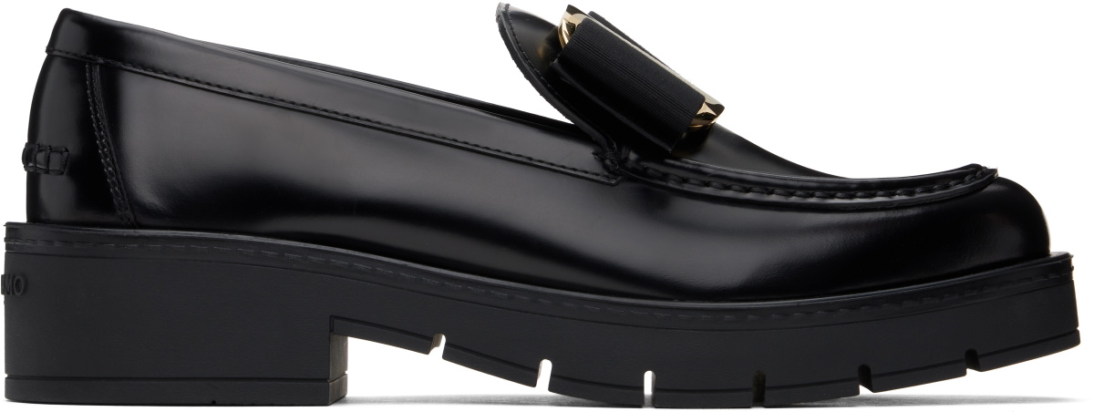 Ferragamo Black Chunky Vara Bow Loafers