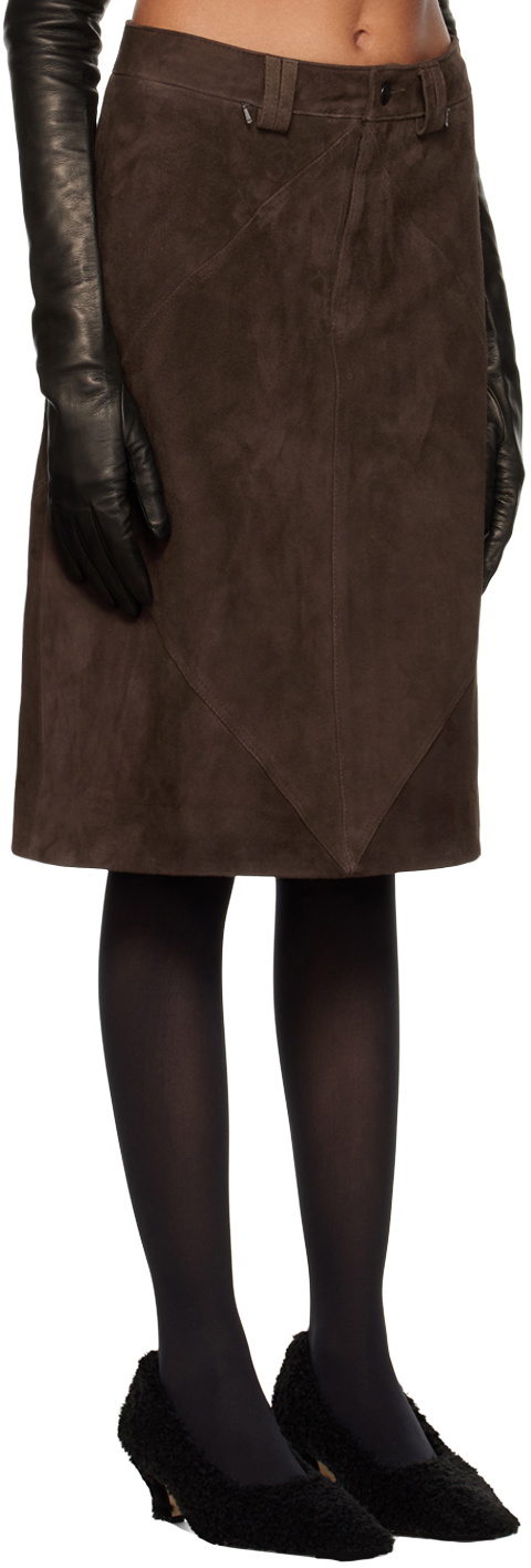 Maximilian Davis Brown Telford A-Line Midi Skirt
