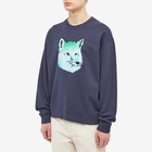 Maison Kitsuné Men's Vibrant Fox Head Relaxed Sweat in Navy