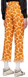 Late Checkout Orange & Off-White Giraffe Trousers