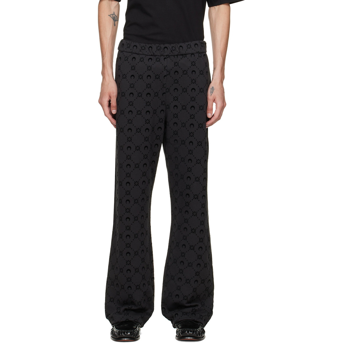 Marine Serre Black Moonogram Flocked Fleece Sweatpants