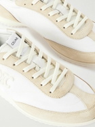 CELINE - Racer Logo-Embroidered Suede, Leather and Shell Sneakers - White