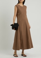 Skall Studio Antonia Linen-blend Midi Dress Brown