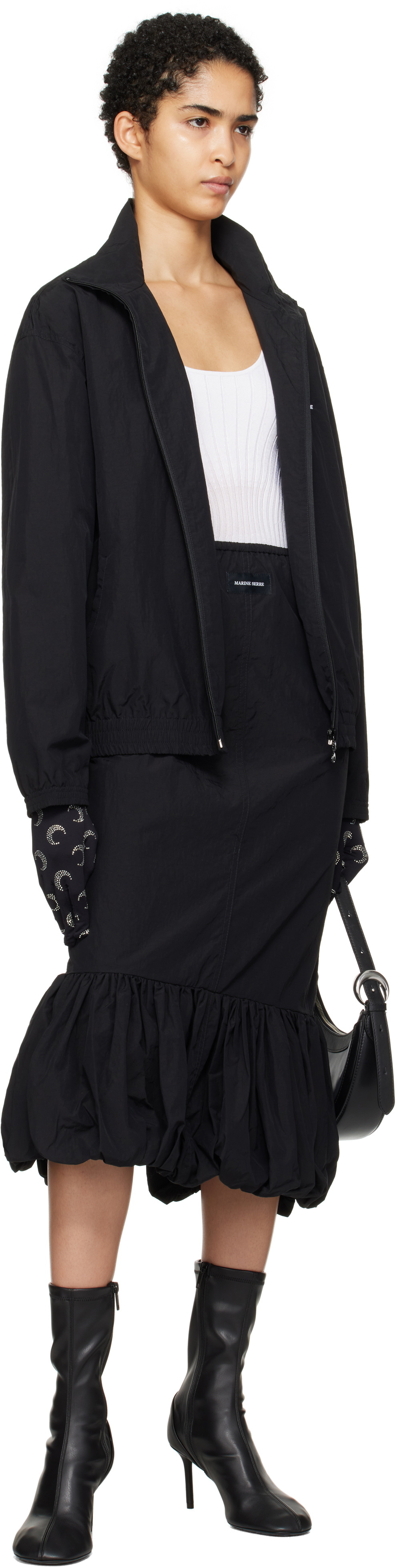 Marine Serre Black 'MS Sport' Nylon Track Jacket