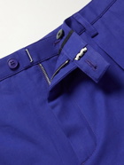 SAINT LAURENT - Straight-Leg Pleated Cotton-Twill Trousers - Blue