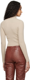 Courrèges Beige Reedition Rib Knit Mock Neck Sweater
