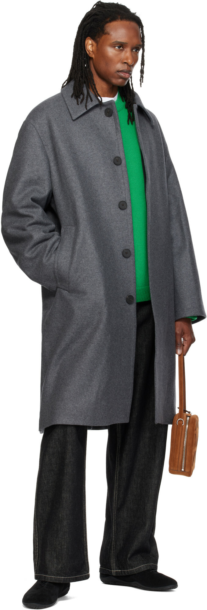 Studio Nicholson Gray Wool Overcoat
