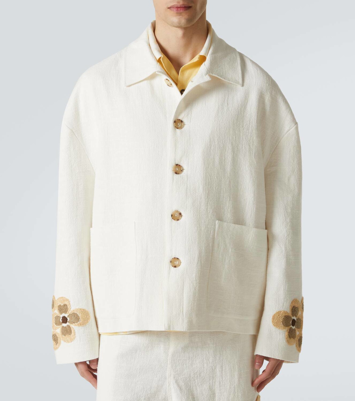 Commas Floral linen and cotton bouclé jacket