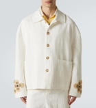 Commas Floral linen and cotton bouclé jacket