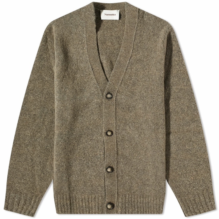 Photo: Nanushka Men's Yasin Compact Boucle Cardigan in Moss