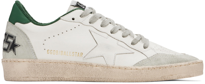 Photo: Golden Goose Off-White & Green Ball Star Sneakers