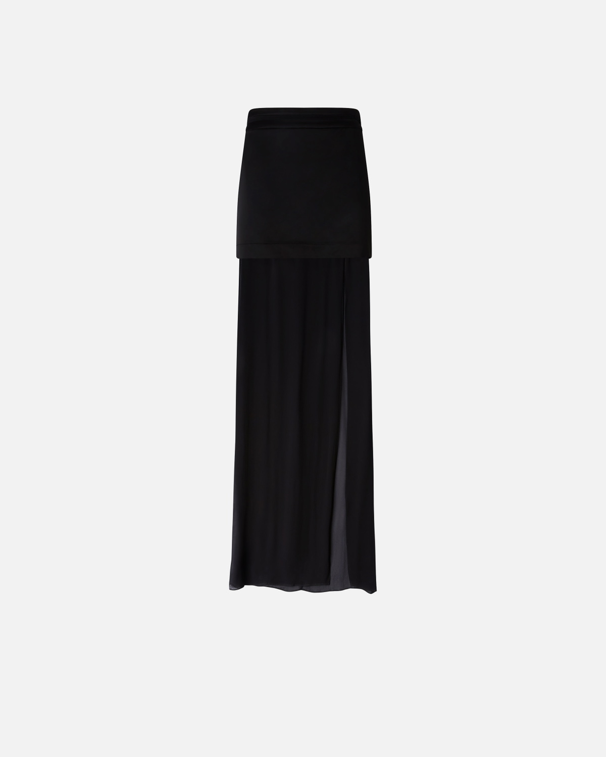 Pinko Elegant Long Skirt In Sheer Georgette And Satin Limo Black