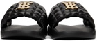 Burberry Black Quilted Monogram Lambskin Slides