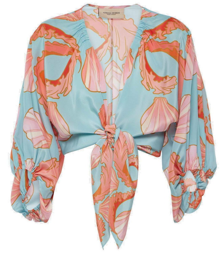 Photo: Adriana Degreas Printed tie-detail silk crop top