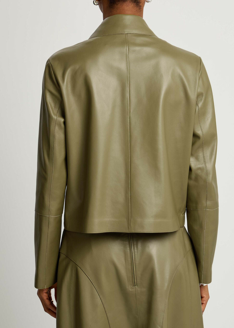 Arma Emy Panelled Leather Jacket Sage