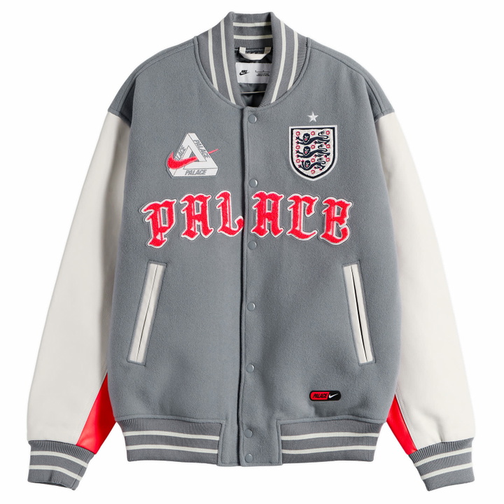Photo: Nike Men's x Palace England Varsity Jacket in Grey