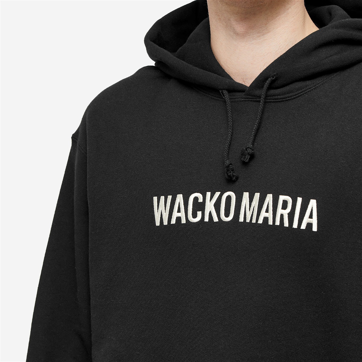 Wacko Maria Men's Middleweight Logo Hoodie in Black Wacko Maria