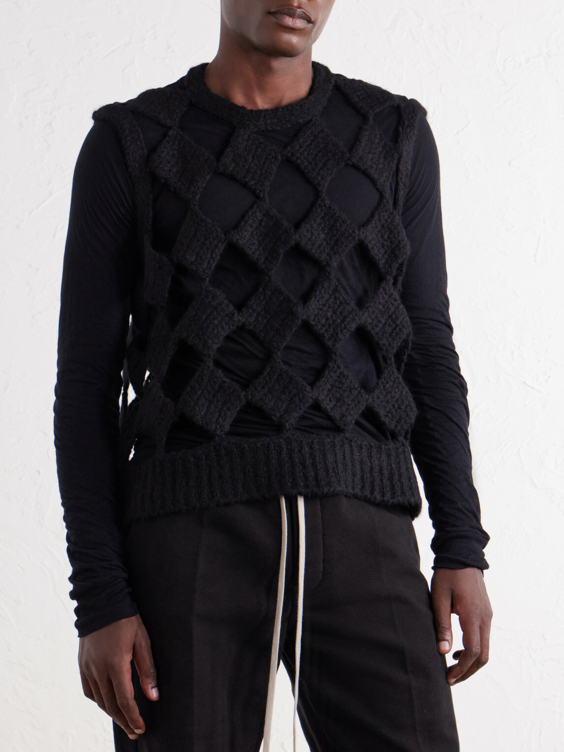 Rick Owens - Macramé Cashmere and Silk-Blend Sweater Vest - Black