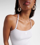 Courrèges Logo halterneck ribbed-knit tank top