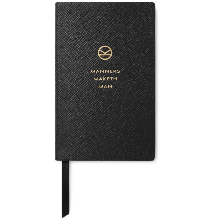Photo: Kingsman - Smythson Panama Manners Maketh Man Cross-Grain Leather Notebook - Black