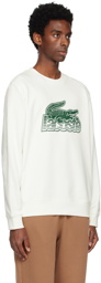 Lacoste White Printed Sweatshirt