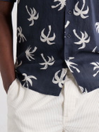 Onia - Camp-Collar Printed Linen and Lyocell-Blend Shirt - Blue