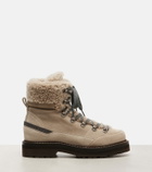 Brunello Cucinelli Shearling-lined suede lace-up boots
