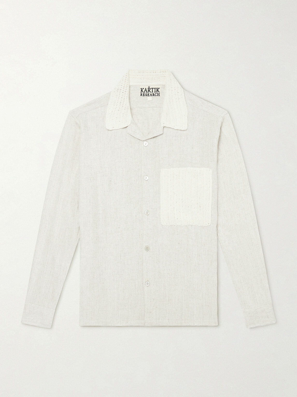 Kartik Research - Crochet-Trimmed Ramie and Cotton-Blend Shirt - Neutrals