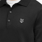 Maison Kitsuné Men's Bold Fox Head Patch Knitted Polo Shirt in Black