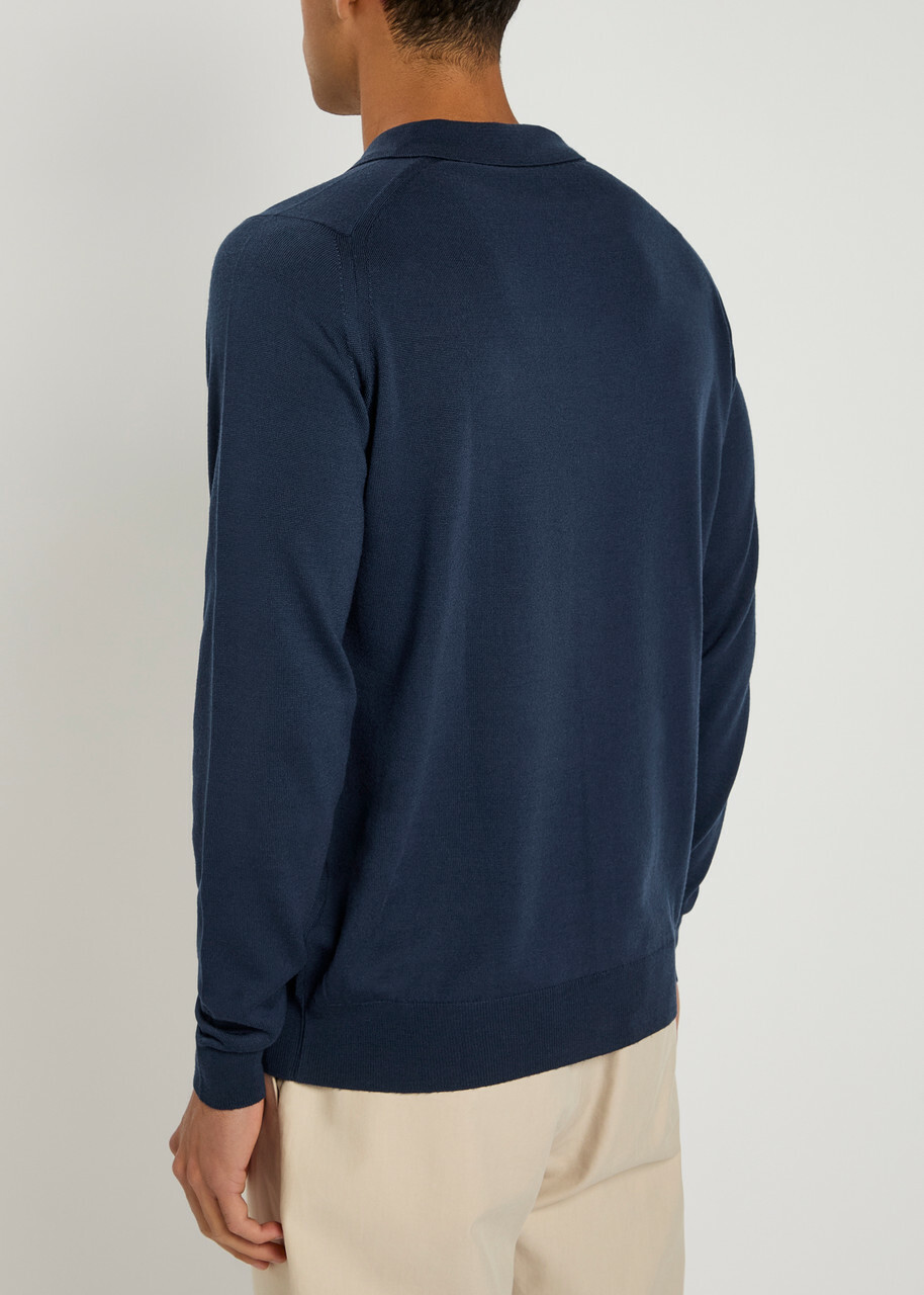 John Smedley Tibor Wool Cardigan Navy John Smedley