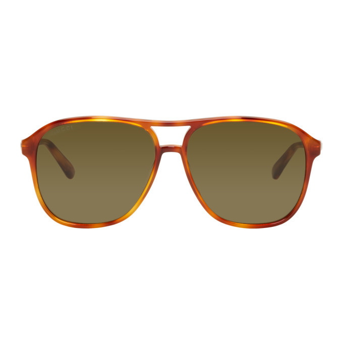 Photo: Gucci Tortoiseshell Retro Aviator Sunglasses