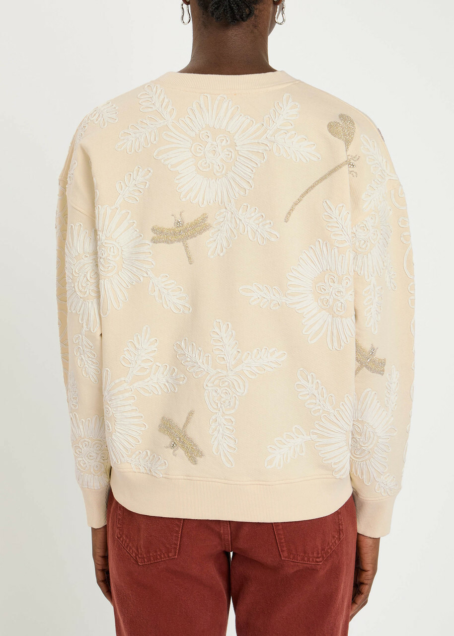 Forte_forte Embellished Stretch-cotton Sweatshirt Cream