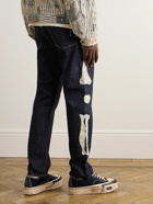KAPITAL - Slim-Fit Crochet-Trimmed Jeans - Black