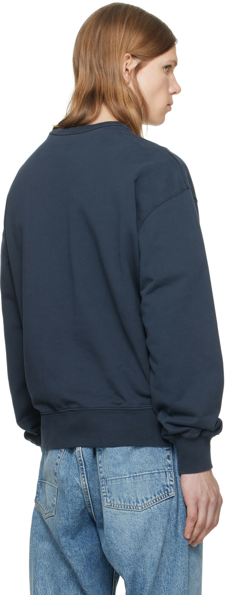 A.P.C. Navy Vintage-Effect 'A.P.C.' Logo Sweatshirt