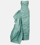 Marmar Halim Draped pleated taffeta bustier gown