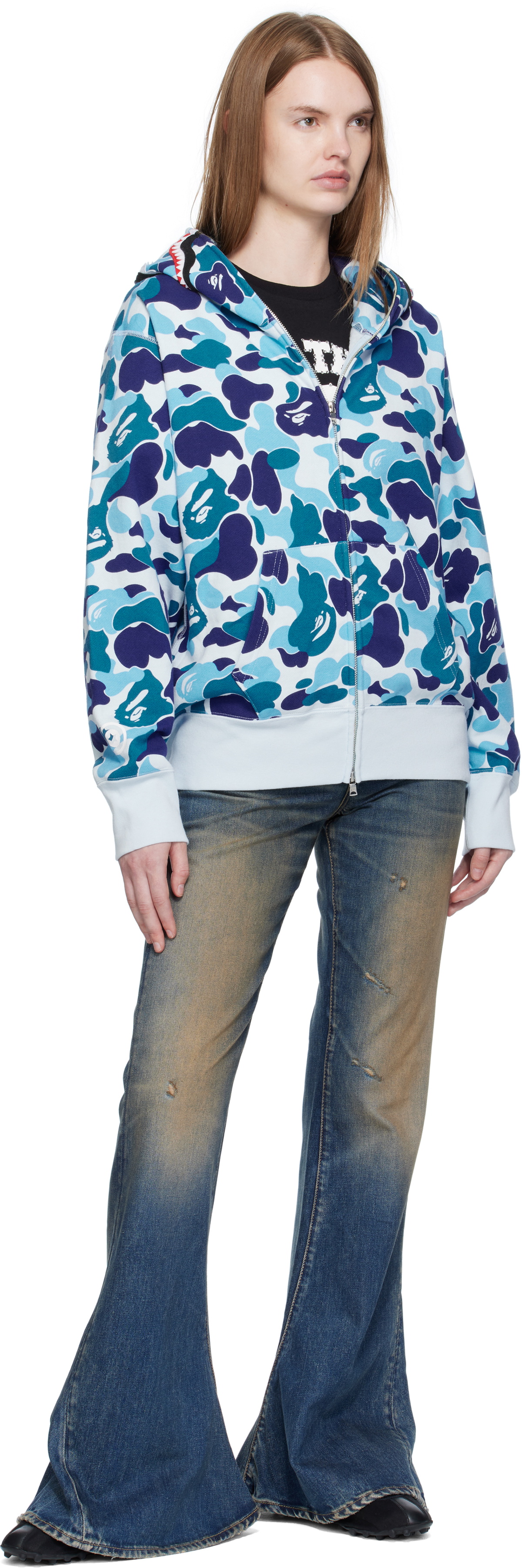 BAPE Blue ABC Camo Shark Full Zip Hoodie
