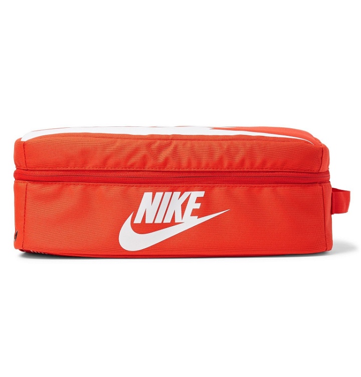 Photo: Nike - Shoebox Logo-Print Canvas Bag - Orange