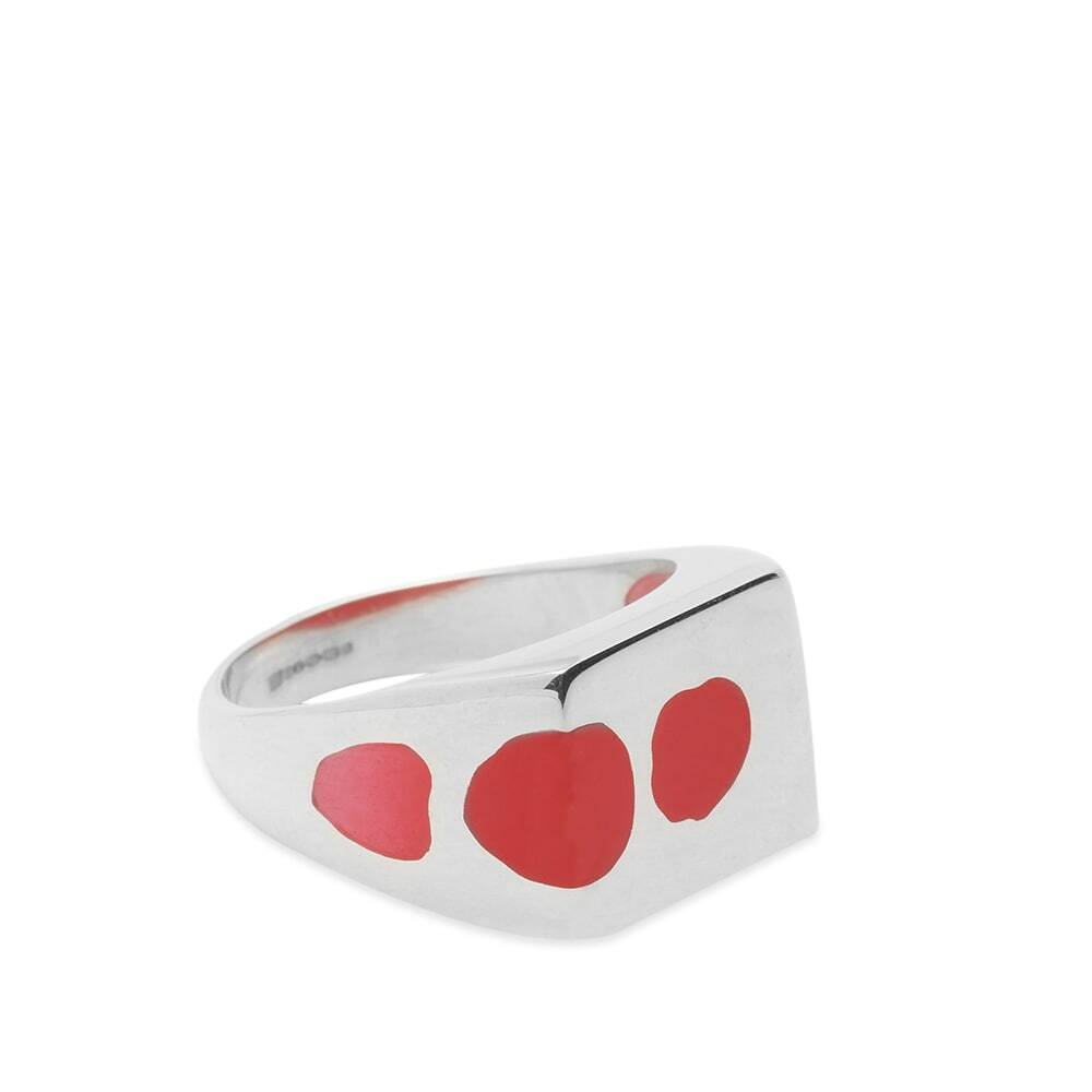 Ellie Mercer Men's Three Circles Resin Ring in Silver/Red