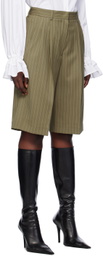 MSGM Khaki Pinstripe Shorts