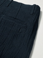 Folk - Assembly Tapered Pleated Cotton-Blend Trousers - Blue