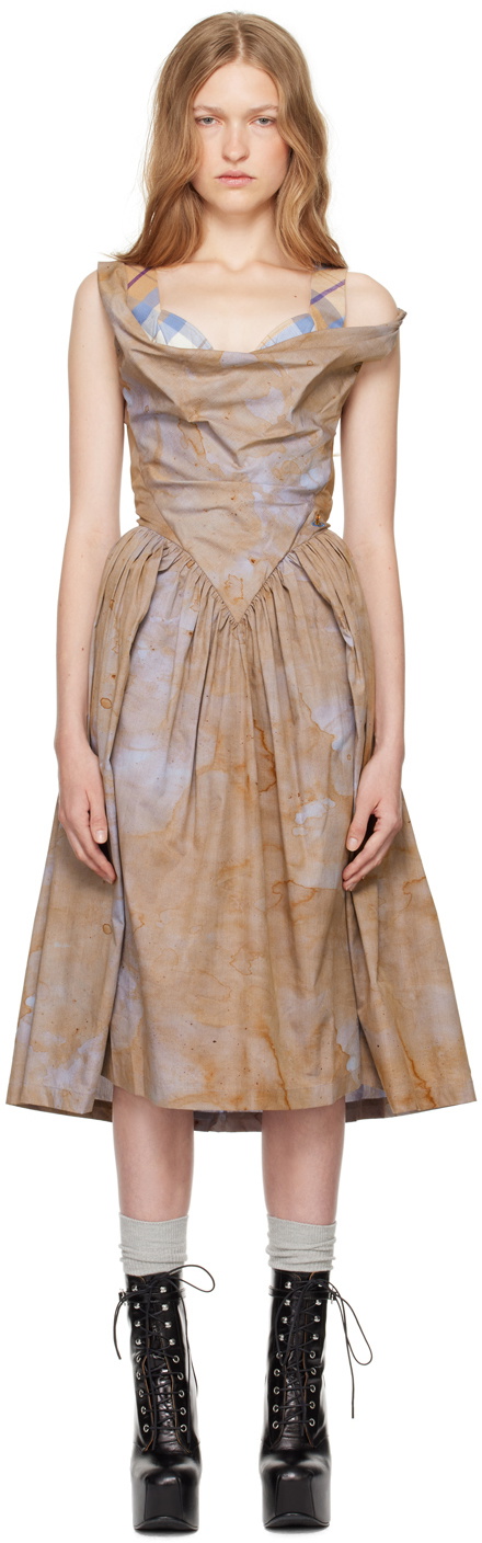 vivienne westwood brown dress SSENSE Exclusive Capsule Sunday Midi Vivienne Westwood length silhouette. Dead 70s dress maxi Floral Style:Style B