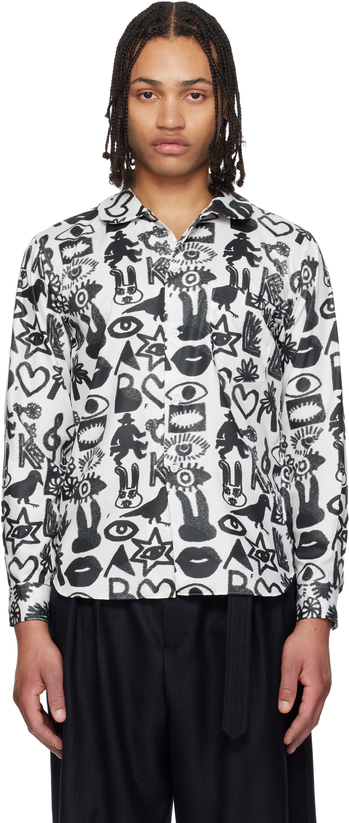 Black Comme des Garçons Black & White Broad Filip Pagowski Print Shirt